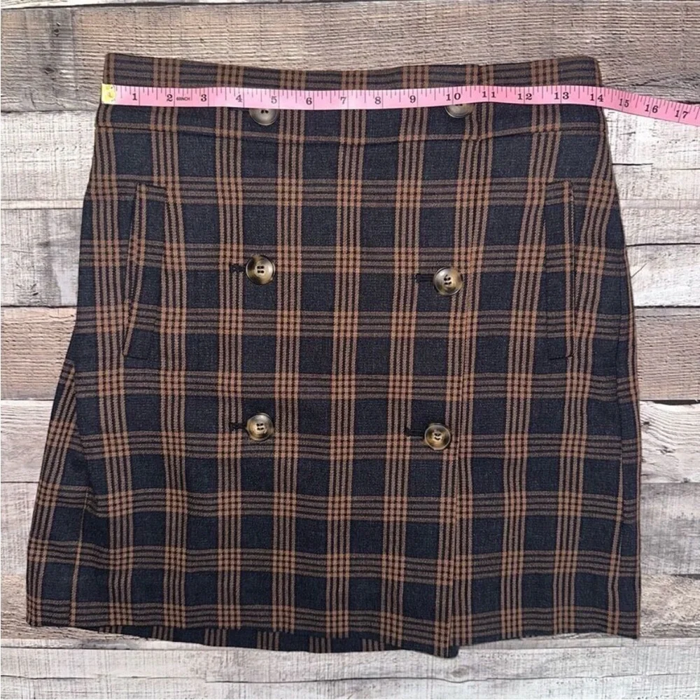 Madewell Plaid Mini Skirt in Brown and Black Double Breasted Sz S